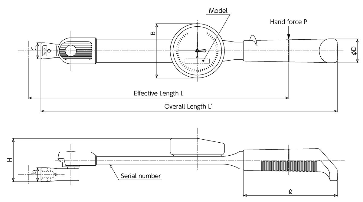 SH12DX22, Torque Heads - Interchangeable Type, Open Spanner Type, Tohnichi